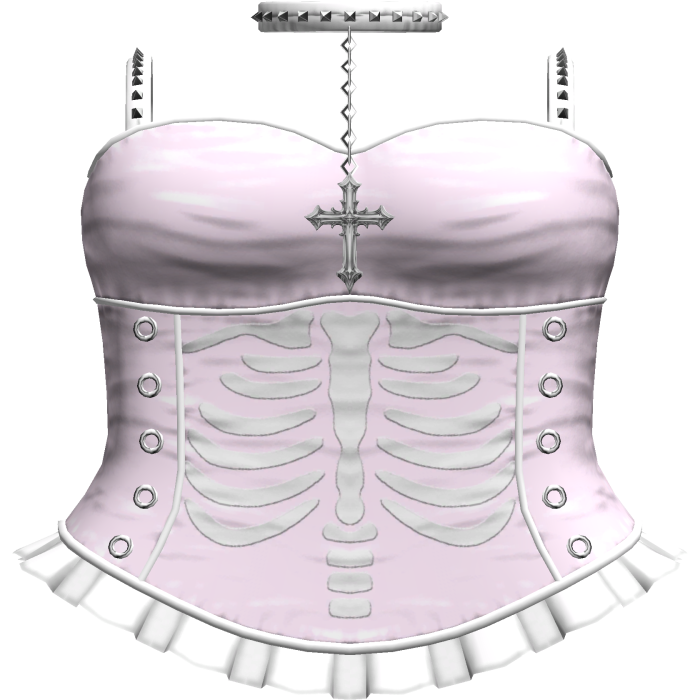 Emo Gothic Ribcage Dress w Choker in Pink