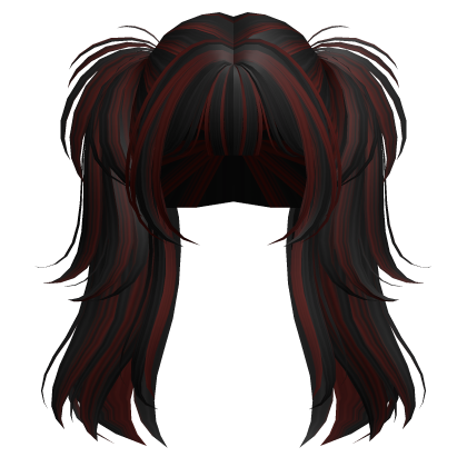Cute Gyaru Messy Pigtails (Black/Red)