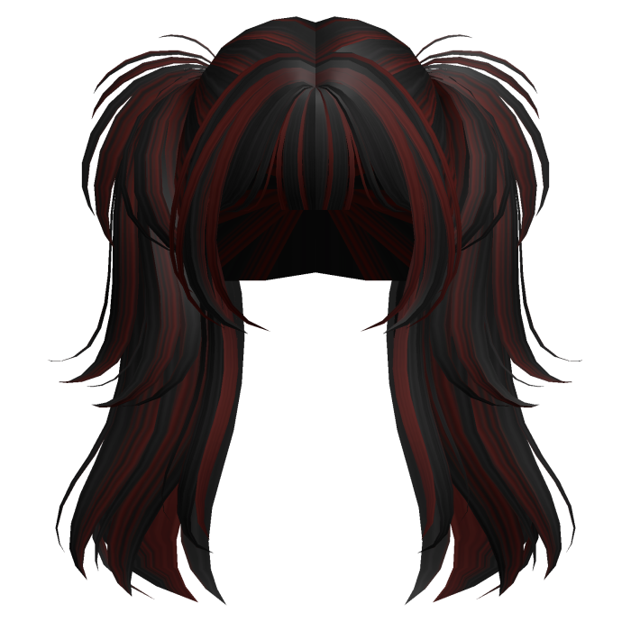 Cute Gyaru Messy Pigtails (Black/Red)
