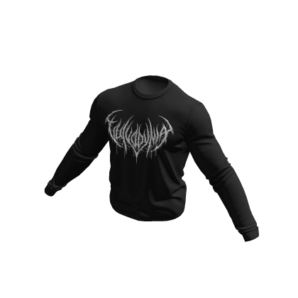 Gothic Print Long Sleeve Gym T-Shirt Black