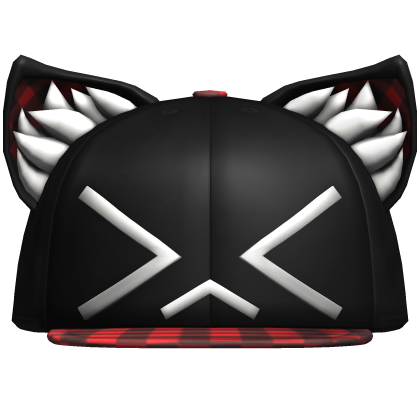 >_< red plaid white fur hat Roblox item