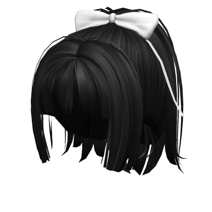 Black Super Cute Hime Cut Ponytail