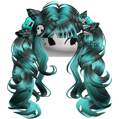 ♡ Scene Fluffy Gyaru Pigtails (Teal Skunk)