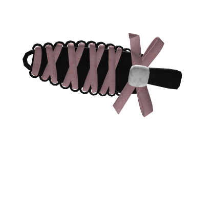 Black coquette hairclip with pink laces and a gem Roblox item