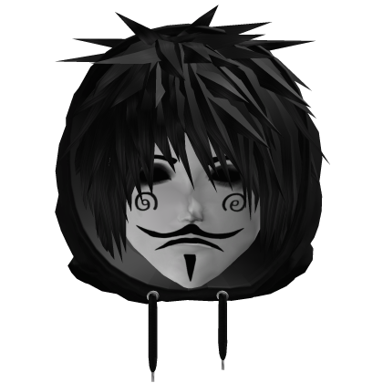 Messy Emo Spiky Hair Black W Hacker Face Hoodie