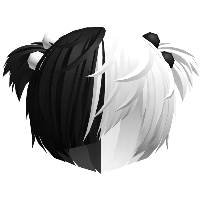 (//_^) black&white messy anime vkei emo hair buns