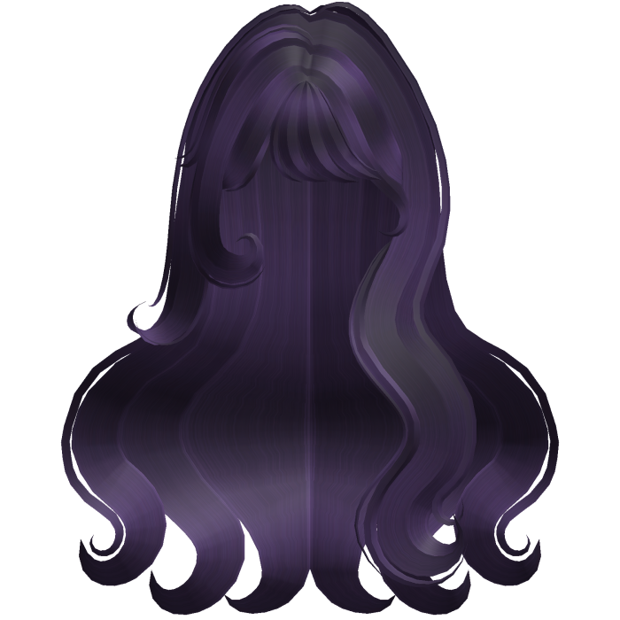 ♡ Cute Fluffy Wavy Hair w/ Bangs (Dark Purple)