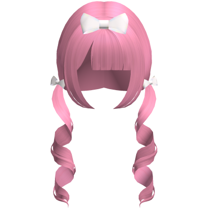 pink long swirly doll pigtails w bows