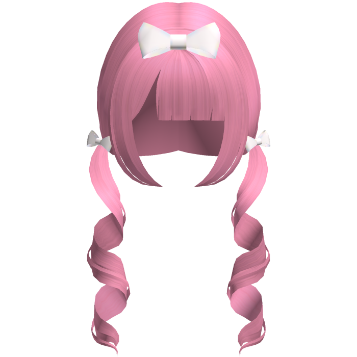 pink long swirly doll pigtails w bows