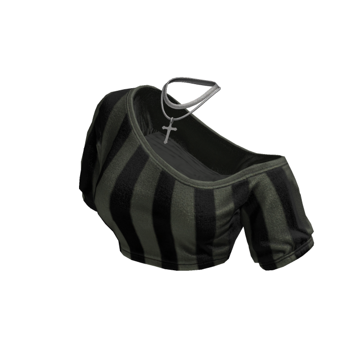 Cozy Off Shoulder Striped Top Necklace(BlackKhaki)