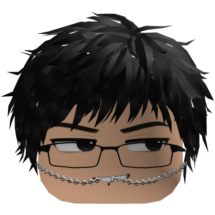 Nonchalant Boy w/ Black Hair, Glasses & Chain 