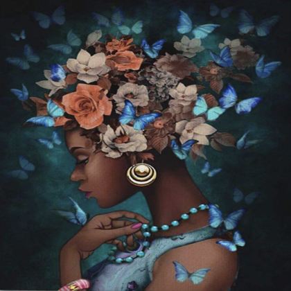 Black woman butterflies painting Roblox decal