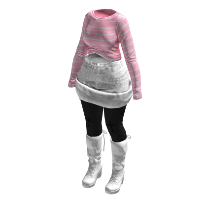 Dark Y2K Striped Sweater Gothic Tights (PinkWhite)