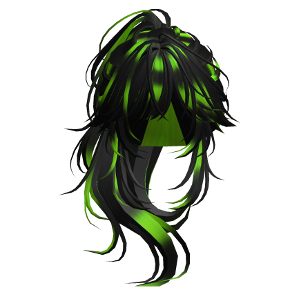 Wolfcut Anime Layered Ponytail Green Raccoon