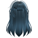 Messy Straight Cute Girl Hair Dark Blue