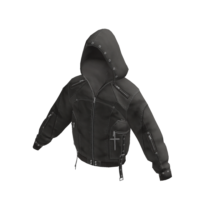 Studded Hooded Zip Jacket (Grey)