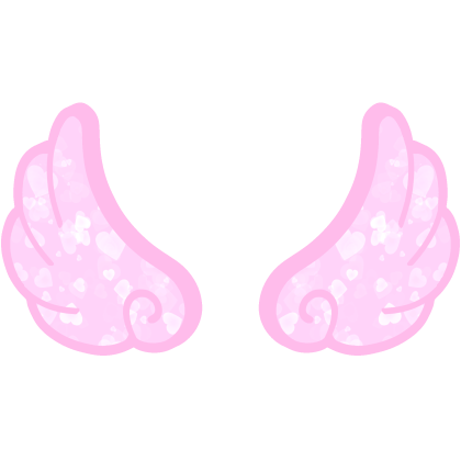 ♡ Cute Flared Glowing Angel Wings in Pink Hearts