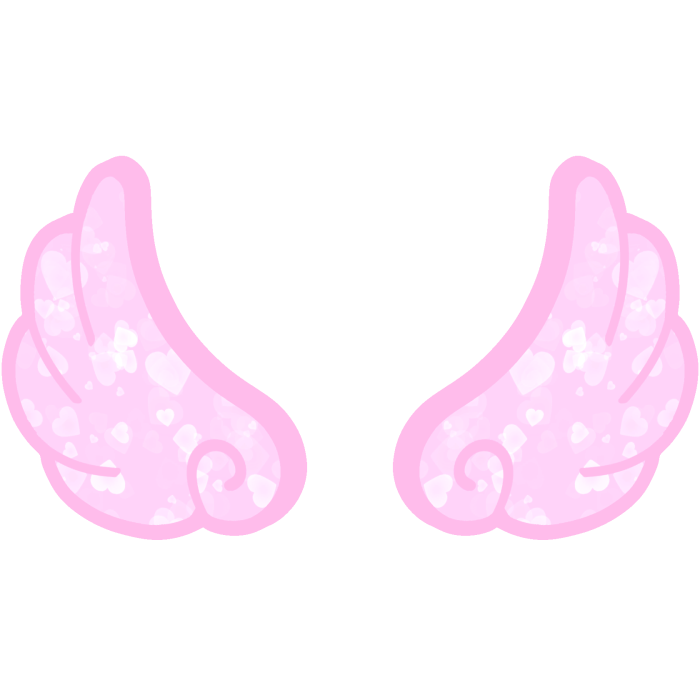 ♡ Cute Flared Glowing Angel Wings in Pink Hearts