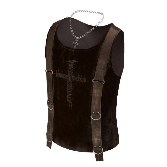 Gothic Strap Tank Top w/ Cross Chain (Brown)