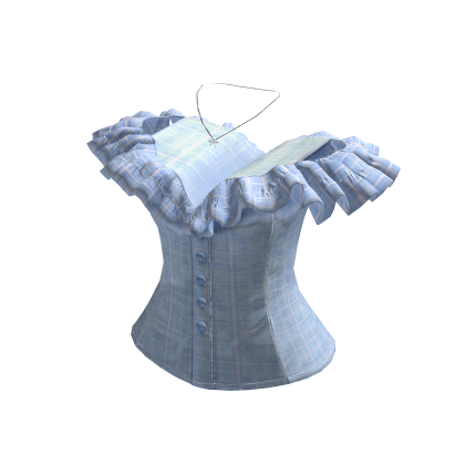 Plaid Off Shoulder Ruffle Corset (Blue)