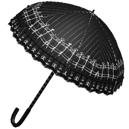 gothic striped ruffle lace parasol black