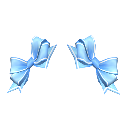 Adorable Double Bows Blue w Stripe
