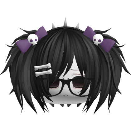 Emo Moe Vkei Black Mini Pigtails /w Glasses