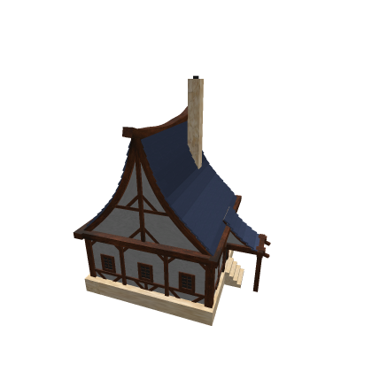 Blue Tiled Medieval House With Porch