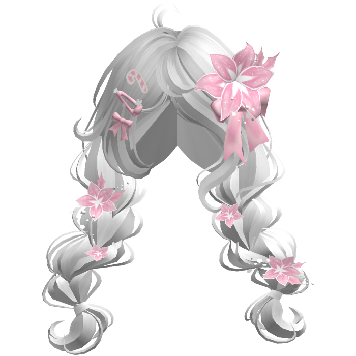 ♡ Christmas Preppy Flower Braids (White & Pink)
