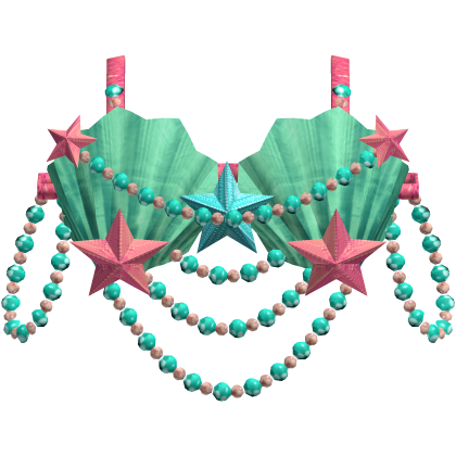 Green Summer Mermaid Star Shell Pearl Beaded Top thumbnail
