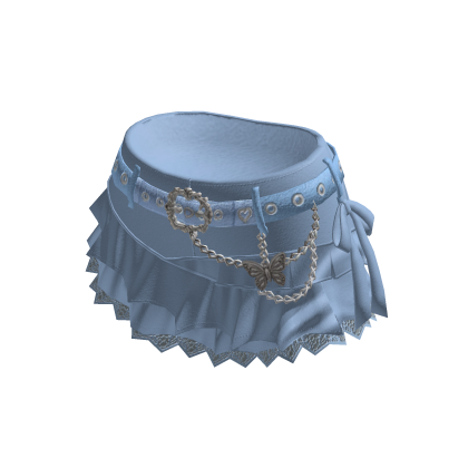 Coquette Ruffle Shorts w/ Bow & Chain (Light Blue)
