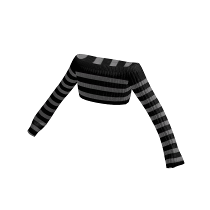 Grey Black Goth Alternative Off shoulder Crop Top thumbnail