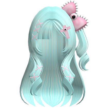 Cute Y2K Emo Gothic Anime Hair w/ Bangs (Teal) Roblox item