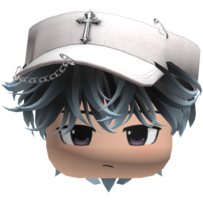 hair Fluffy Blue And Black Cute anime Cap cross Roblox item