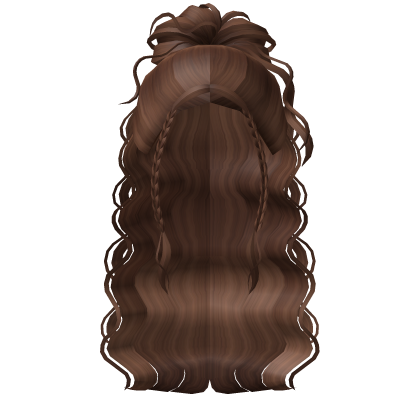 Curly Half Up Half Down Bun (Brown) Roblox item