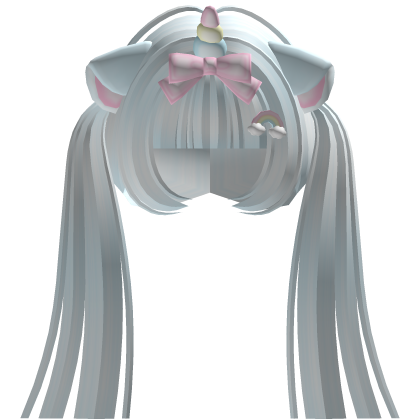 cute unicorn kitty cat ear pigtails in blue