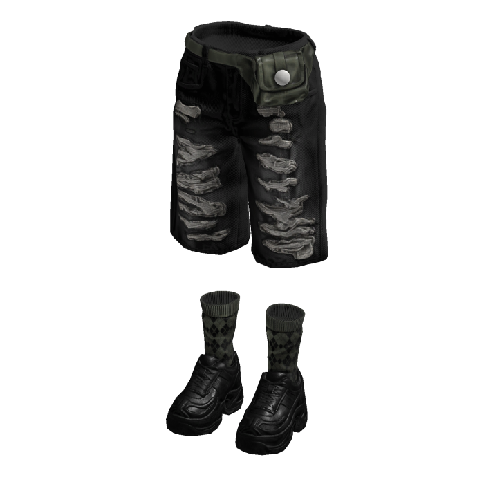 Denim Teared Stylish Jorts (Black Khaki)