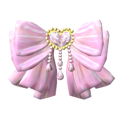 Pink Big Ribbon Heart Glazed Hair Bow  Roblox item