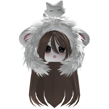 Light Brown Straight Hair W/ White Moe Hood Fur