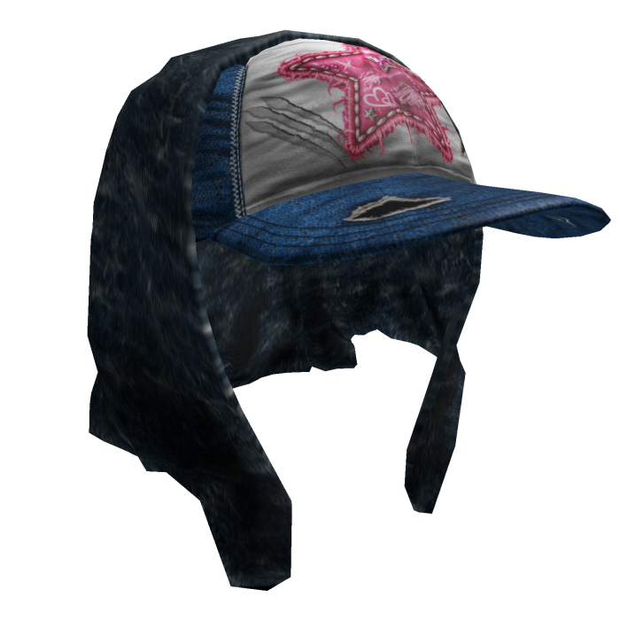 Pink Jeans Cap w/Bandana Jeans Headscarf Y2K v1