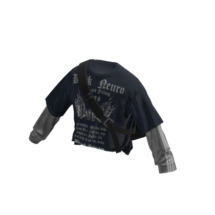 💗Streetwear Layered Longsleeve w/ Bag _ Navy thumbnail