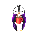 Cute christmas penguin with purple blanket