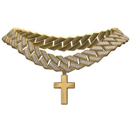 Gold Iced Out Cuban Cross Chain [Boy]