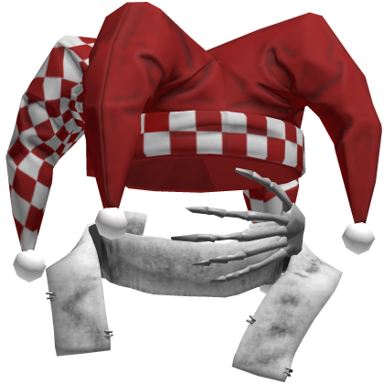 White & Red Jester Clown Hat Vkei Emo Dashie Hair Roblox item