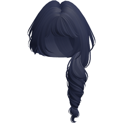 over shoulder curly princess ponytail; navy blue Roblox item