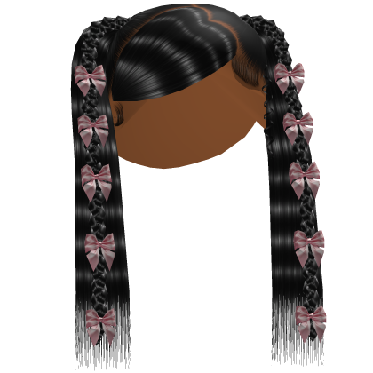 Cute heart pigtails with bows in Black Roblox item