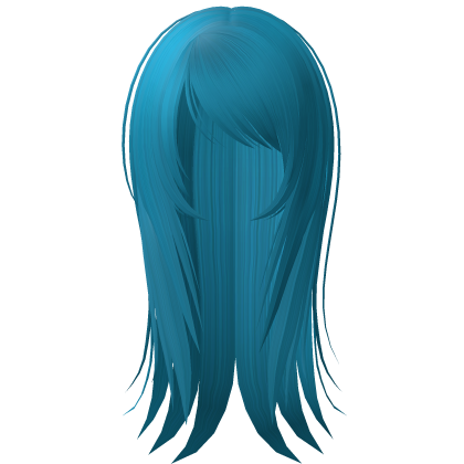 ☆ emo scene messy wispy long hair teal blue