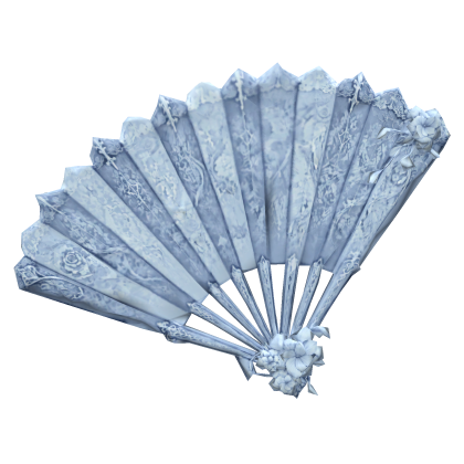 Light Blue Maximalist Floral Japanese Fan