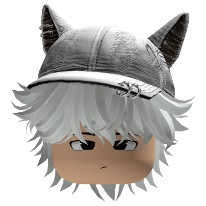 fluffy hair with a cat ear hat y2k (White) thumbnail