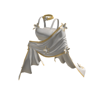White & Gold Goddess Halter Crop Top & Scarf thumbnail
